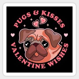 Pugs and Kisses Valentine Wishes Pug Valentine's Day Funny Sticker